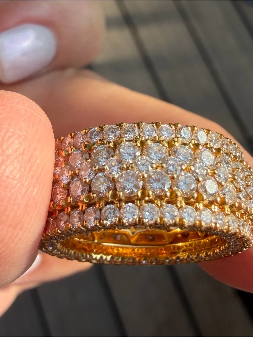18k Yellow Gold 5.53 CTW Natural Diamond Wide Eternity Anniversary Band 14.20G